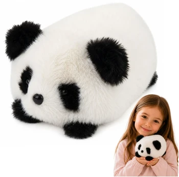 Pliušinė panda, 16 cm, balta/juoda