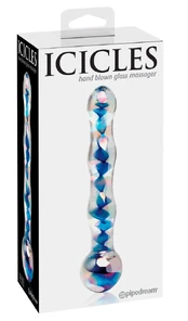 Icicles No. 8 Clear/Blue stiklinis dildo kaina