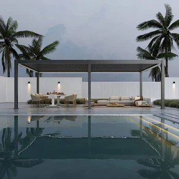 Pavėsinė Pergola DELUXE PRO AUTOMATIC 400x800 cm su LED, Anthracite