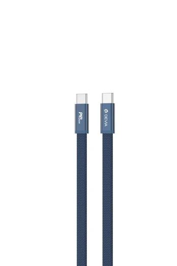 Devia Ultra3 usb-c PD 240W Metal Woven Flat Fast Charging Cable 1,5 m mėlynas