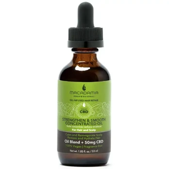 MACADAMIA Maitinamasis, drėkinamasis koncentruotas aliejus sausiems plaukams ir galvos odai su CBD aliejumi, 53ml