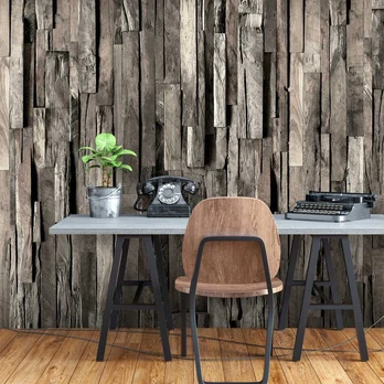 Artgeist Fototapetas - Wooden Curtain (Dark Brown)