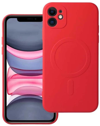 Dėklas Oem Silicone Mag Cover case compatible with MagSafe for IPHONE 11 red