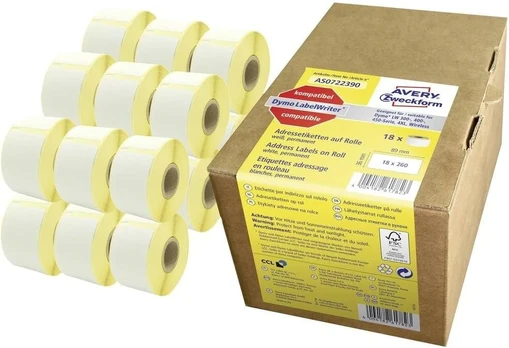 Etiketės Dymo Labelwriter 36x89mm, 4680 vnt., 18 ritinėlių