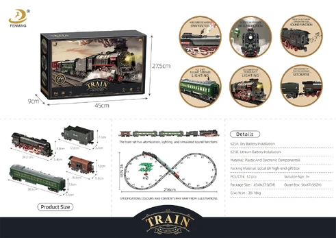 Retro Train with Lights, Sounds and Smoke Function 216cm