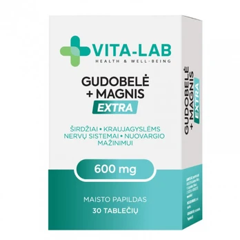 Vita-Lab gudobelė 600 mg + magnis, 30 tablečių