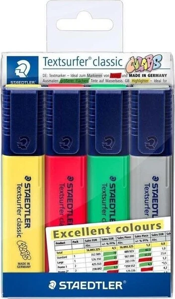 Žymekliai Staedtler Textsurfer Excellent, 4 spalvos