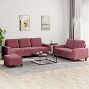 Sofa Sofos komplektas, 3 dalių, raudonojo vyno spalvos, audinys kaina