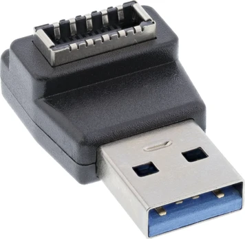 InLine® USB 3.2 adapter, USB-A male to internal USB-E front panel socket