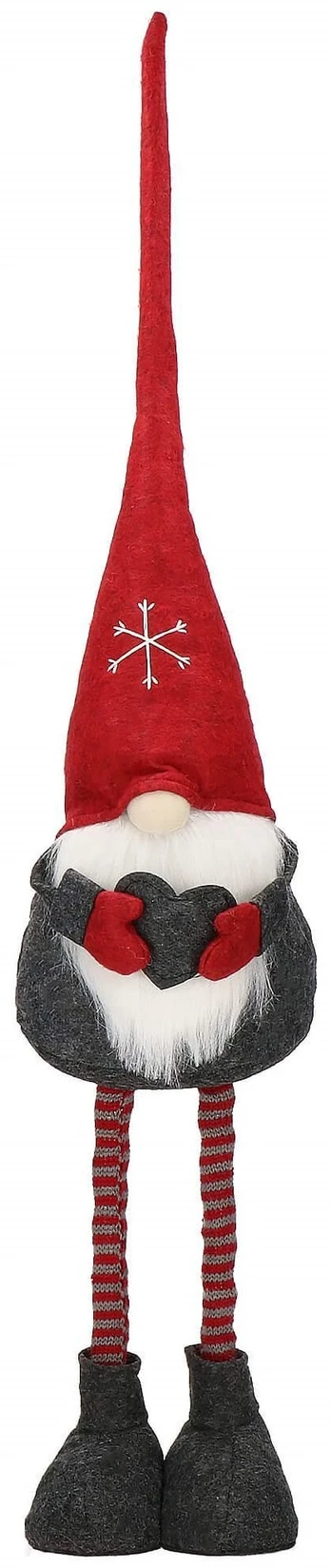 Kalėdinė dekoracija, "Nykštukas" Springos CA0893, 80 cm, raudona/pilka