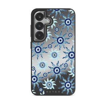 Blue Gaze - Samsung Galaxy S25 Case, Elite Mirror Dark (Magnetic) / Silver