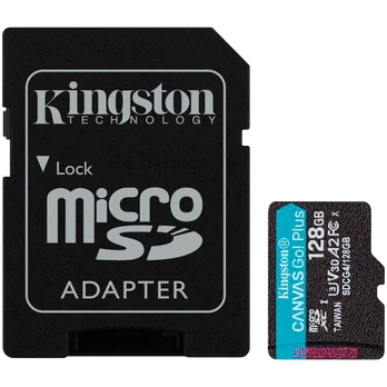 "kingston" atminties kortelė "canvas go! plus, 128gb, micro sdxc, sdcg3/128gbsp, uhs-i u3, a2, v30