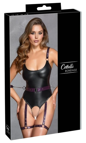 Cottelli Bondage bodis su antrankiais, juodas ir violetinis, M