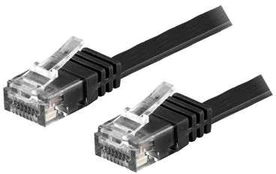 DELTACO U/UTP Cat6 patch cable, flat, 10m, 250MHz, juodas