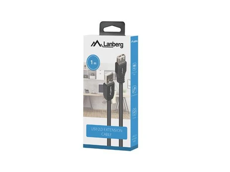 USB-A M/F 2.0 pratęsimo kabelis 1M JUODA BOX LANBERG
