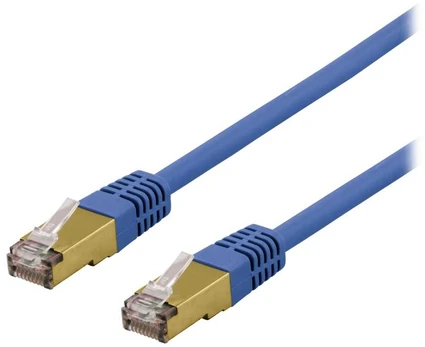 DELTACO - Patchkabel - RJ-45 (han) til RJ-45 (han) - 1 m - SFTP - CAT 6a - halogenfri, formet - blå