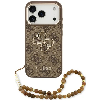 Dėklas Guess PU 4G Metal Logo Strap Case for iPhone 18 Pro Brown