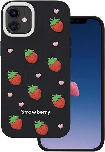 Dėklas Telforceone Strawberry case for iPhone 11 juodas