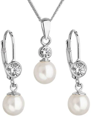 Evolution Group Women´s pearl set with Pavon crystals 29006.1 baltas
