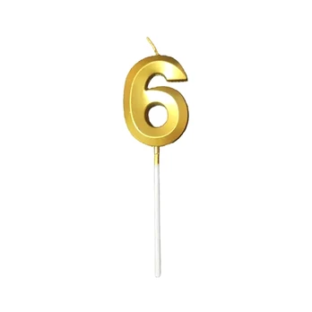 Auksinė žvakutė tortui, skaičius "6"
