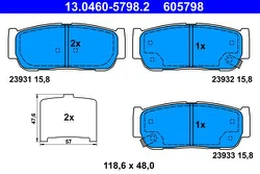 ATE 13.0460-5798.2 Brake pad set kaina