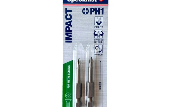 Smūginis sukimo antgalis SPECIALIST+ PH1, 50 mm, 2 vnt.
