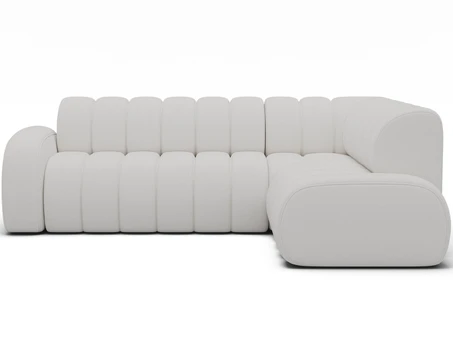 Villeo corner sofa with sleeping function and extendable seat, white velvet, right-hand, Modern, White