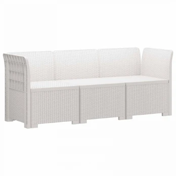 3- vietis Sodas Sofas Ratanas PP Balta