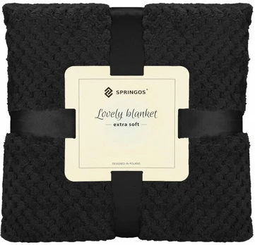 Pledas Springos Lovely Blankets Extra Soft, juodas, 150 cm x 200 cm