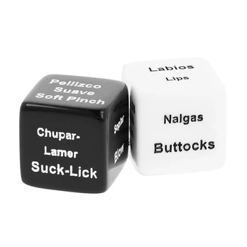 BLACK&SILVER Dice for Couples - Interactive Game Set, 2 cm, Satin Bag