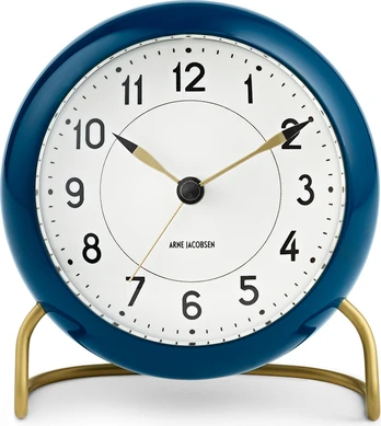 Arne Jacobsen Clocks Arne Jacobsen - Station Table ​Clock - Ø11 cm - Petroleum Blue & White