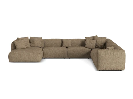 Boucle Modular Right Corner Sofa, "Martina", 6 Seats, 404x312x75, Cappuccino