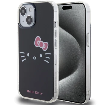 Hello Kitty IML Kitty Face dėklas iPhone 15 - juodas
