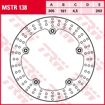 Stabdžių diskas MSTR138 Priekis fiksuotas TRW 305/181/4,5mm/203mm