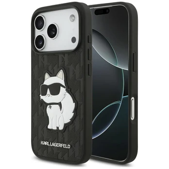 Karl Lagerfeld Saffiano Mono Patch Choupette Case for iPhone 18 Pro / 17 Pro Black