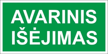 Lipnus ženklas AVARINIO IŠĖJIMO VIETA, 75x150mm