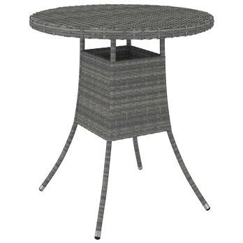 Sodo stalas, pilkas, 70x70x73cm, poliratanas