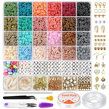 Papuošalų rinkinys, Multi-color polymer clay letter beads set 2 (solid color)