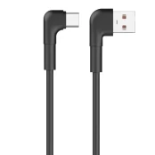 Maxlife MXUC-09 angle cable USB - USB-C 1,0 m 3A black kaina