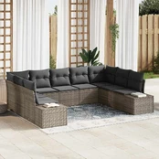 Sodo sofa komplektas 9 dalių Pilka Ratanas Sodo sofa kaina