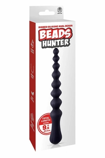 NMC 8.5 Inch Ribbed Silicone Anal Ball Beads Black - Flexible Design