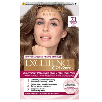 Plaukų dažai L’Oréal Paris Excellence Creme, 7.1 pelenų blondinė
