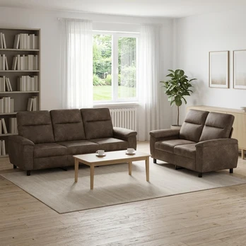 Sofa Sofos komplektas 2 vnt. Tamsiai pilka Dirbtinė suedė oda