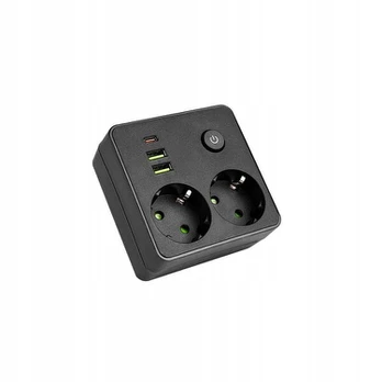 Prailgintuvas su 2 lizdais, 3 Usb (1x Usb-c), įžeminimu