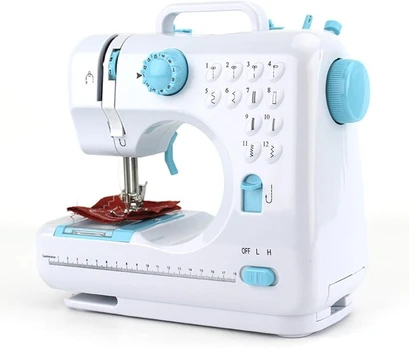 Mini siuvimo mašina, 12 adatų, mėlyna, 220 V