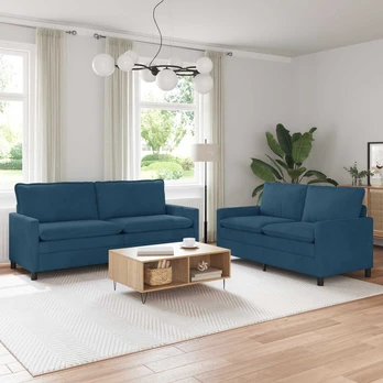 Sofa Sofos komplektas 2 pcs Mėlyna Aksomas