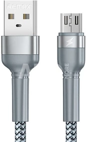 Cable USB Micro Remax Jany Alloy, 1m, 2.4A (silver)