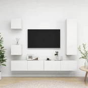 vidaXL Televizoriaus spintelių komplektas, 5 dalių, baltas, MDP kaina