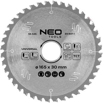 Neo Tools Diskinio pjūklo diskas, Widia, 165 x 30 mm, 40 dantų, universalus