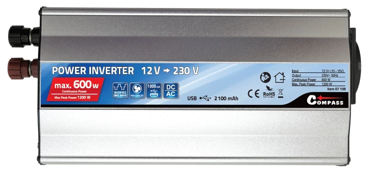 Inverteris Compass, lengvajam automobiliui, pilka